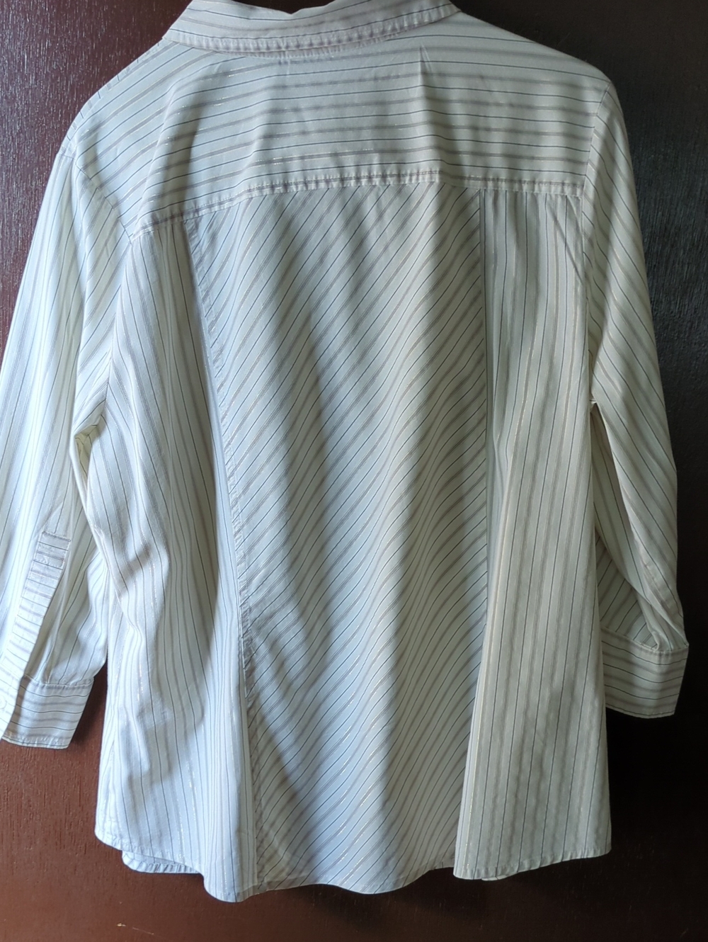 Apostrophe Stretch Black And Metallic Gold Pinstripe Button-Down Shirt Size XL - Picture 4 of 6
